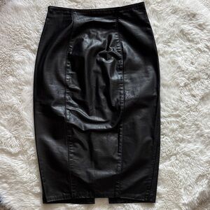 Genuine Leather Chic Black Pencil Skirt
